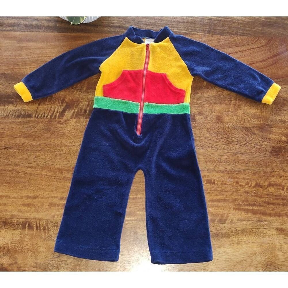 Atkins Knit Clothes For BABY made in Israel Vintage Color block zip front see me